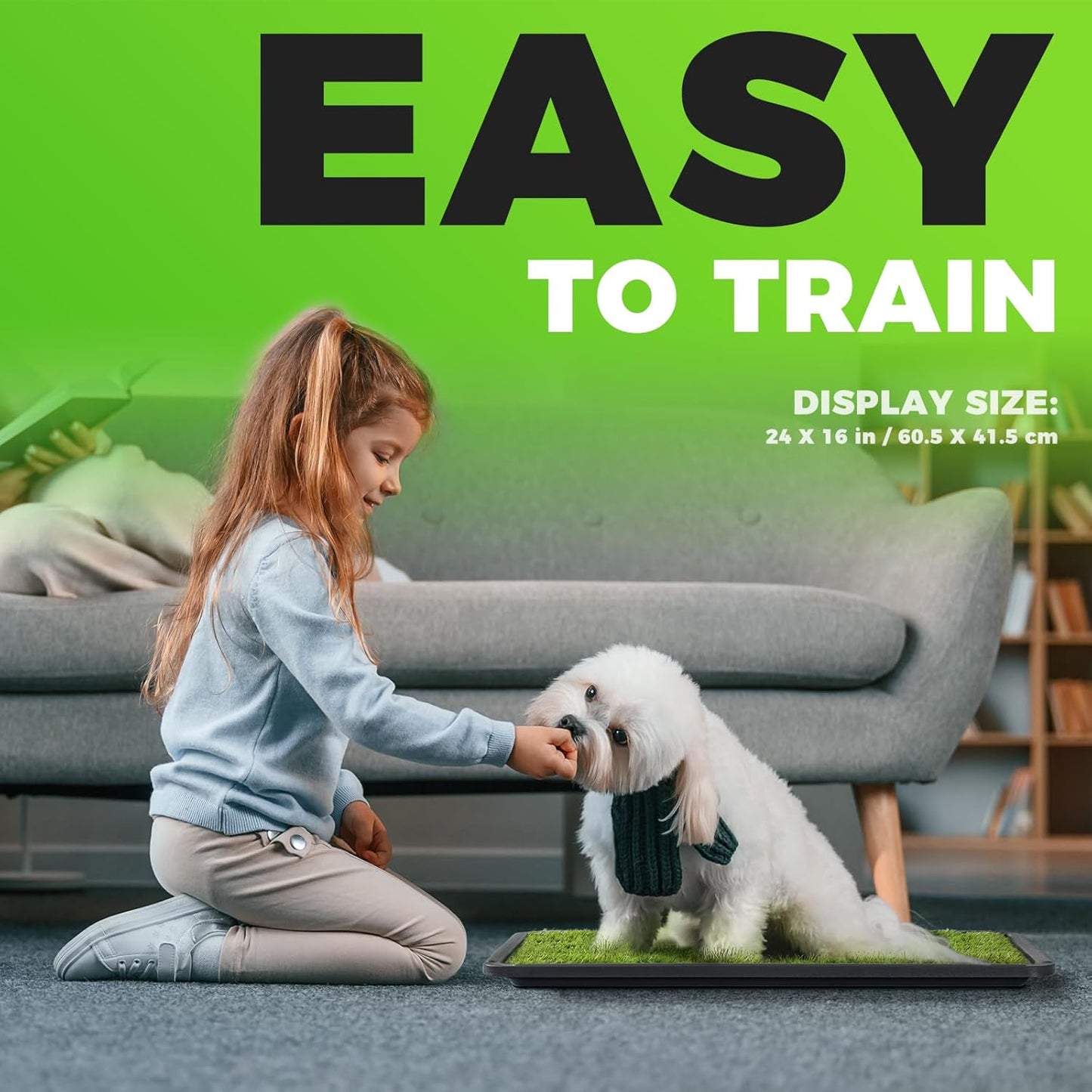 Hompet Dog Grass Pad with Tray Large, 35"x22.5", 2 Reusable Artificial Turf for Dogs Potty, Waterproof Non-Slip Washable Pee Pads, Quickly Absorbency Portable Dog Litter Box for Indoor/Outdoor Use