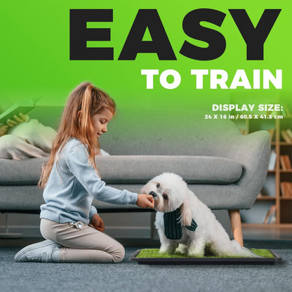 Hompet Dog Grass Pad with Tray Large, 35"x22.5", 2 Reusable Artificial Turf for Dogs Potty, Waterproof Non-Slip Washable Pee Pads, Quickly Absorbency Portable Dog Litter Box for Indoor/Outdoor Use