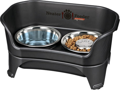 Neater Feeder Express Mess Proof Dog Bowls Elevated for Small Breeds under 15 Lb, Made in USA, No Spill Raised Dog Food Bowl Stand, Stainless Steel Food and Water Bowl Set, Feeding Station, Cappuccino