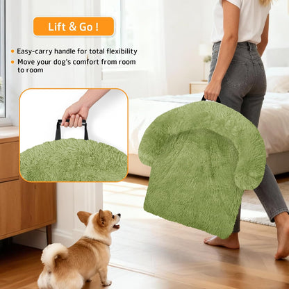 Calming Dog Bed Fluffy Plush Dog Mat for Furniture Protector with Removable Washable Cover for Large Medium Small Dogs and Cats (Large, Light Grey)