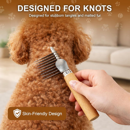 Dematting Comb for Dogs, 3 PCS Detangling Brush for Dogs and Cats, Professional Grooming Supplies, New Dual Row Comb Design with Long and Short Teeth,Easily Remove Knots, for Wavy & Curly Coats