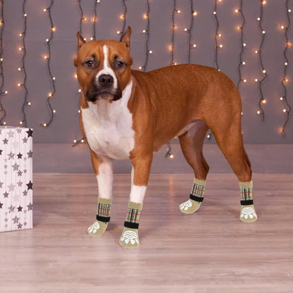 PUPTECK Anti Slip Dog Socks with Double Grippers for Hardwood Floors, Shoes for Hot/Cold Pavement, Boots & Paws Protectors to Prevent Licking, Traction Booties for Senior Small Large Dogs