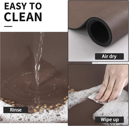 HotLive Dog Food Mat - Absorbent Cat Mat for Food and Water, No Stains Pet Feeding Bowl Mat, Easy to Clean Pet Placemats, Quick Dry Dog Water Dispenser Mat for Messy Drinkers | Paw Dark Grey 12"x 19"