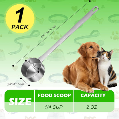 1 Cup Dog Food Scoop,Scoop for Dog Foods with 7.8'' Long Handle,Stainless Steel Dog Food Measuring Cups for Pet Foods,Easy to Clean (1CUP)