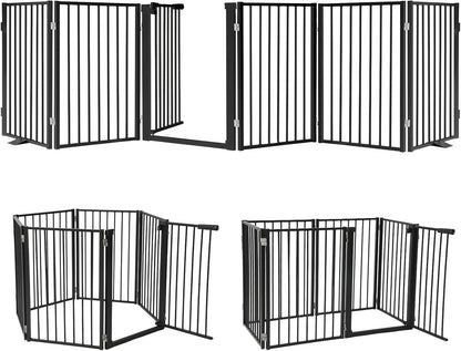 Snagle Paw Full Metal Freestanding Dog Gate,Indoor Dog Gate with Floor Protect Support Feet, 40x24 Inches Foldable Dogs Barrier for Stairs, Hallways and Doorways (24'' H 2 Panel, White