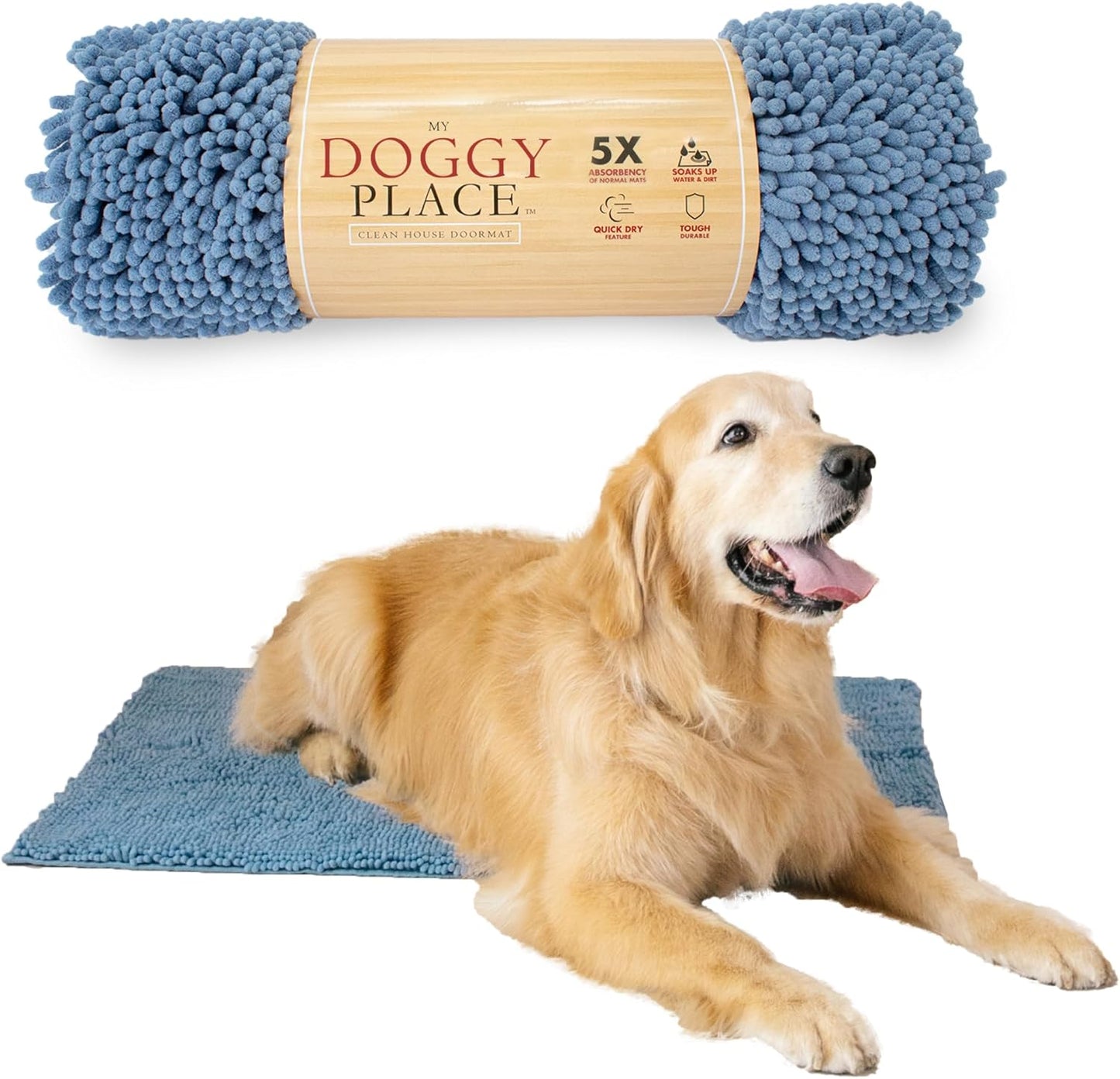 My Doggy Place Dog Mud Mat, 36"x26" Ash – Thick Microfiber Entry Rug for Snow, Mud & Salt – Absorbent, Quick-Dry, Washer-Safe & Non-Slip, Large