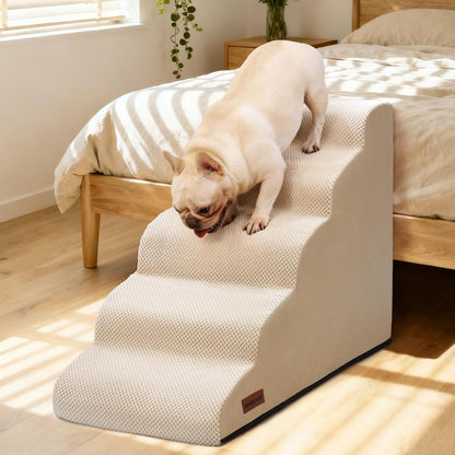 Aodisman Dog Stairs for Small Dogs,3 Step Dog Ramp for Couch and Bed,Pet Stairs with Non-Slip Bottom for Old Cats,Indoor Pet Steps,Comfort,Durable,15.4" H