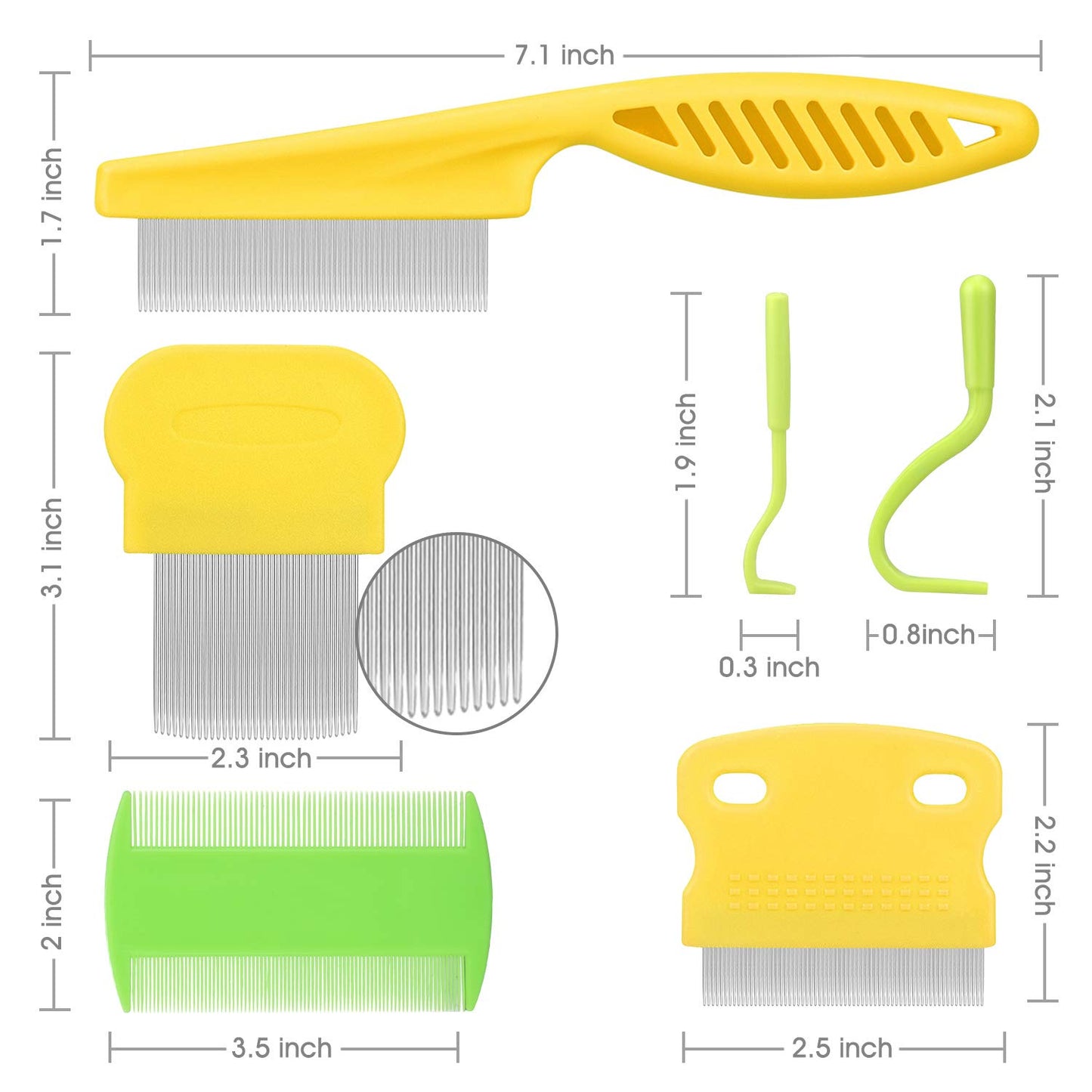 Cat & Dog Grooming Set - Fine Tooth Comb for Removing Dandruff Flakes & Hair (Blue)