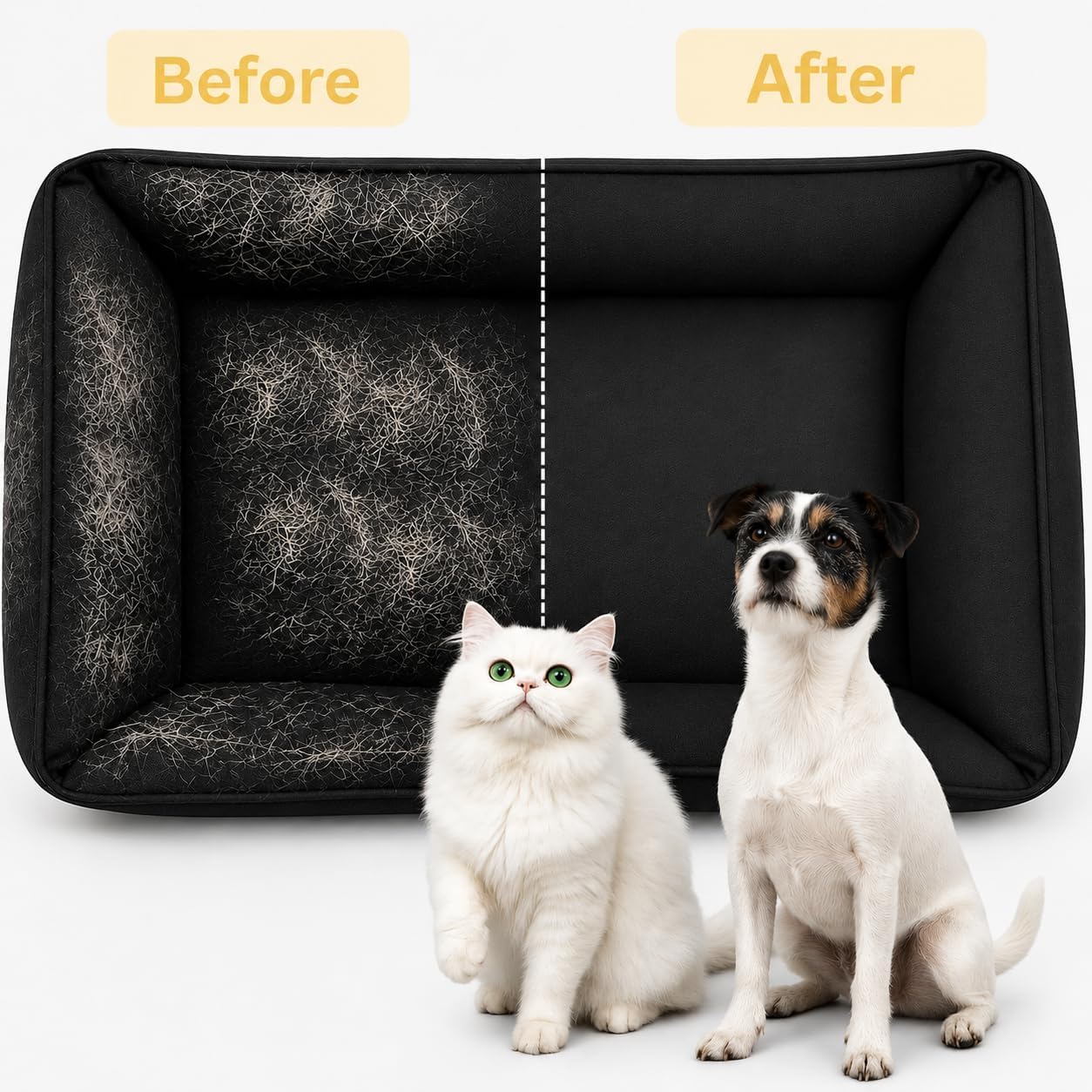 Pet Hair Remover Glove for Dogs & Cats - Reusable Five Finger Electrostatic Grooming Brush for Removing Pet Fur from Carpet, Furniture, Clothes, Sofa & Car Seats – Easy Cleaning Hair Removal (1Black)