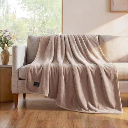 Luciphia Waterproof Bed Blanket Washable,Soft Sherpa Fleece Puppy Reversible Throw Blankets for Small Dog Cat,Furniture Cover Protector Couch Bed from Liquid Pee and Pet Fur, Light Grey, 40" x 28"