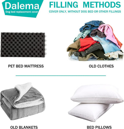 Dog Bed Cover,Waterproof Tough Plastic DIY Pet Bed Cover,Non Stick Hair Easy to Clean Rectangular Fillable Dog Bed Covers with Zipper(Dark Grey,44" L x 32" W x 4" Th,Cover Only)