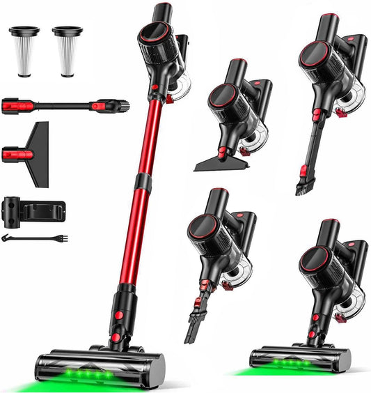 Cordless Vacuum Cleaner, 45KPA Stick Vacuum, 45Mins Runtime, 8-in-1 Anti-Tangle Vacuum Cleaners for Home with LED Display, Rechargeable Lightweight Vacuum for Pet Hair/Carpet/Floor