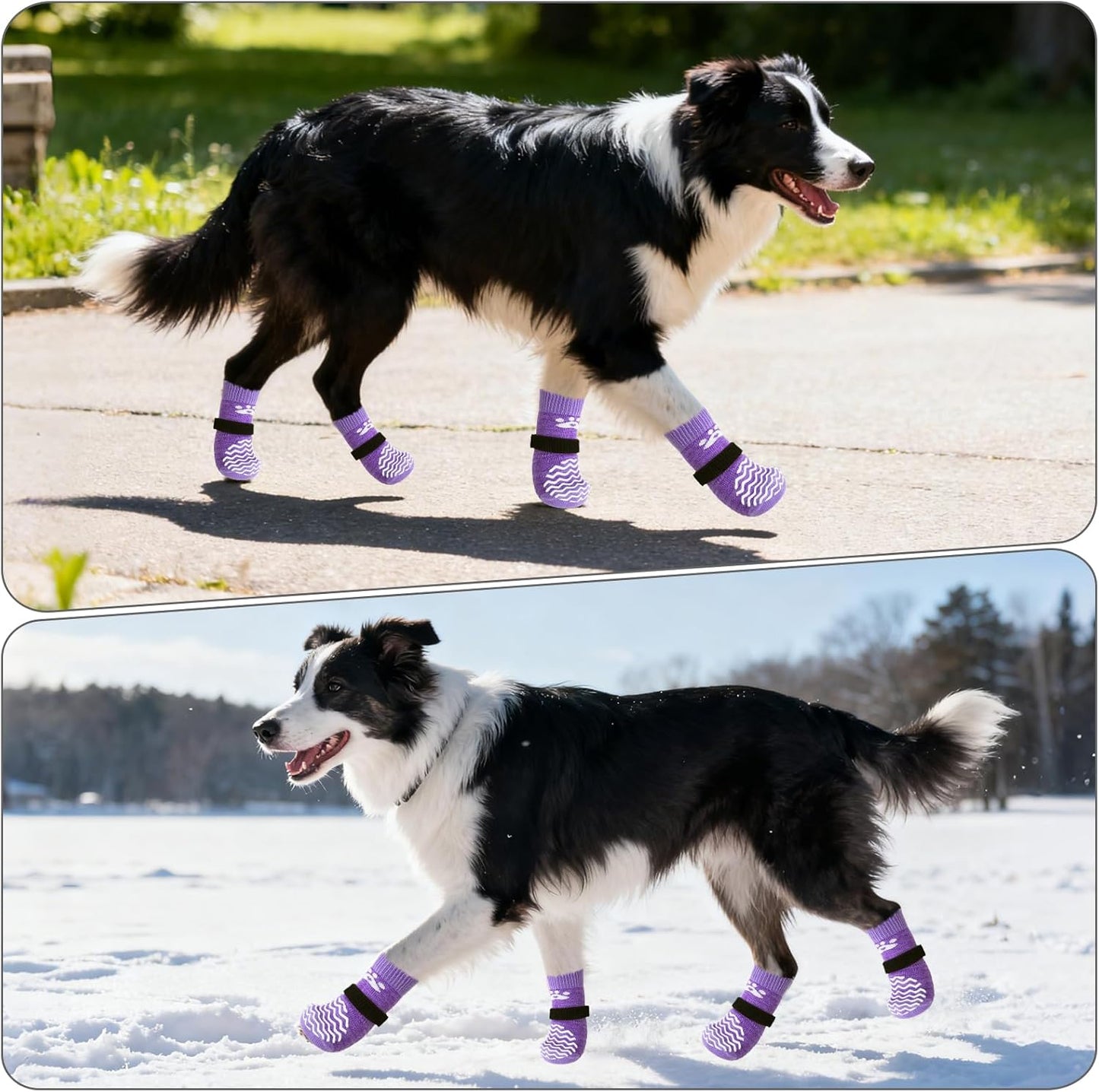 PUPTECK Anti Slip Dog Socks with Double Grippers for Hardwood Floors, Shoes for Hot/Cold Pavement, Boots & Paws Protectors to Prevent Licking, Traction Booties for Senior Small Large Dogs