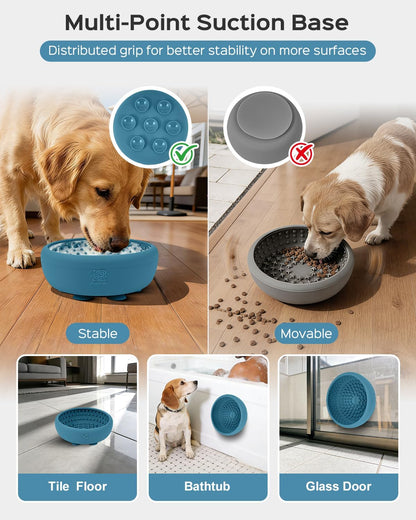 Dog Lick Bowl for Dogs, Lick Mat, Slow Feeder Lick Bowl with Strong Suction, BPA-Free Silicone, Freeze Licking Bowl for Anxiety Relief, Enrichment & Distraction, Dishwasher Safe