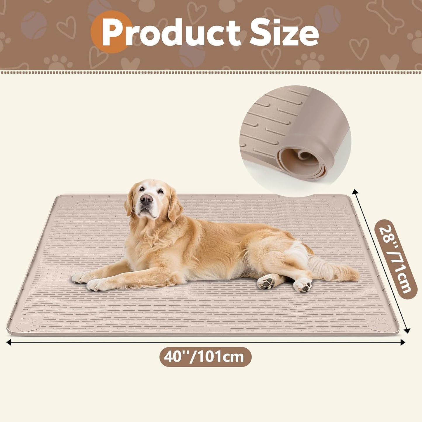 Silicone Dog Crate Mat, 50"x35" Under Dog Crate Kennel Pad with Raised Edge, Washable Dogs Bed Mat, Waterproof, Leakproof, Protect Floors (Green)