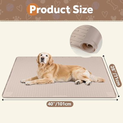 Silicone Dog Crate Mat, 50"x35" Under Dog Crate Kennel Pad with Raised Edge, Washable Dogs Bed Mat, Waterproof, Leakproof, Protect Floors (Green)
