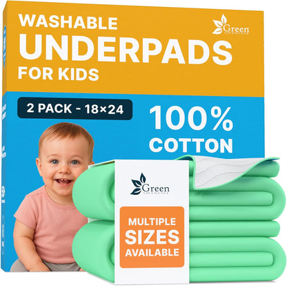 GREEN LIFESTYLE Washable Underpads - Large Pads for use as Incontinence Bed Pads, Reusable Pet Pads, Great for Dogs, Cats, Bunny, Seniors Bed Pad (Pack of 4-34x36)