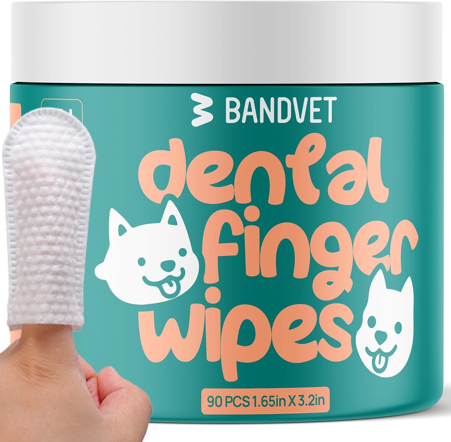 Pack of 90 Dog Teeth Cleaning Wipes - No-Rinse Dog Toothbrush & Effective Dog Dental Wipes (1.5 x 3.15 in)