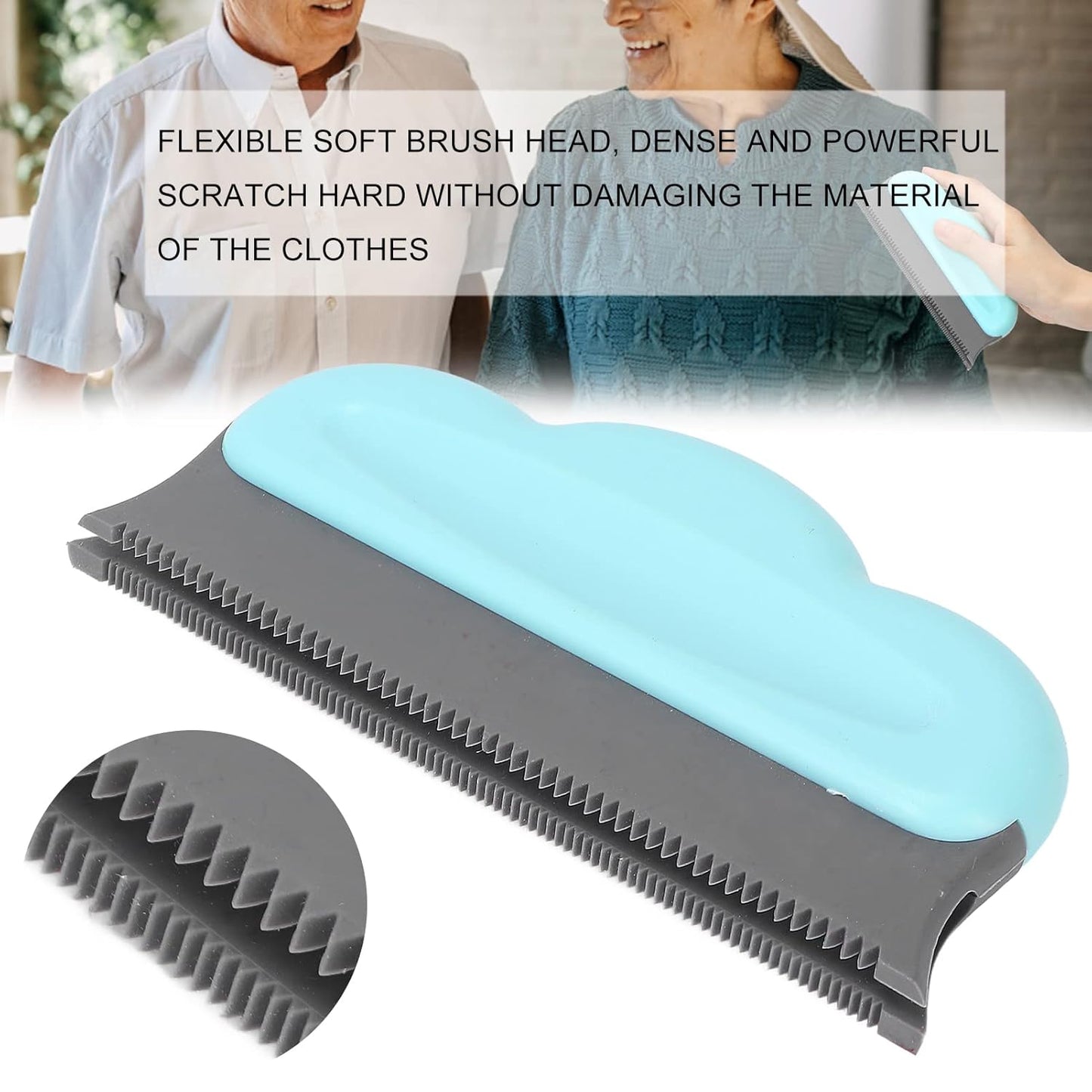 Silicone Cleaning Brush, Multifunctional Cleaning Brush for Pet Hair Removal from Clothes, Sheets, Carpets, Sofas - Elastic Soft Head, Comfortable Grip (5.9 x 2.8 x 0.8in)(blue)