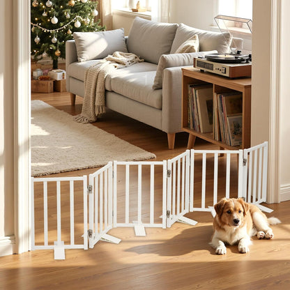 Snagle Paw Short Dog Gate,16.5" Tall Freestanding Metal Dog Gate Only for Small Dogs with Support Feet Easily Step Over,Up to 48" Wide Puppy Gate Indoor for Stairs,Doorways(Black,4 Panel)