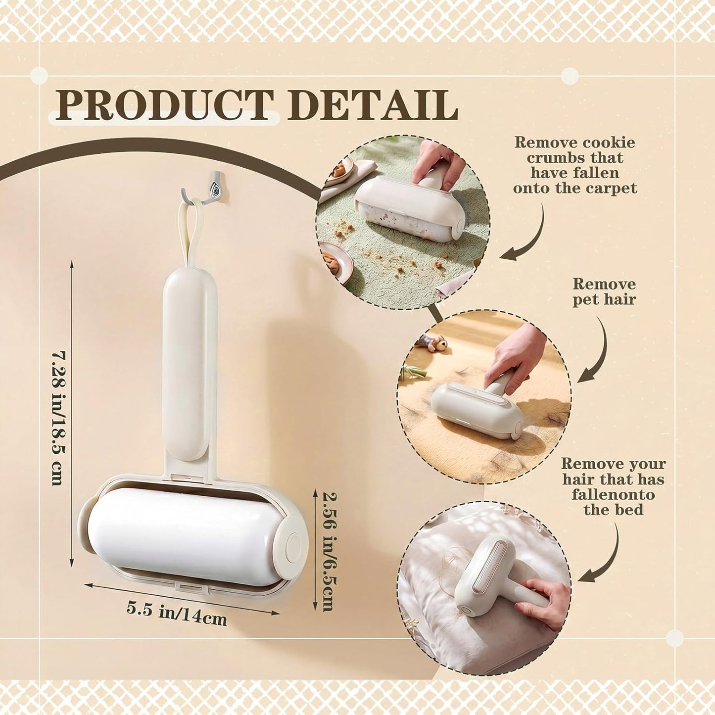 Sliner 2 Pack Reusable Lint Roller for Pet Hair New Silicone Washable Sticky Roller Portable Lint Remover Extra Sticky Cleaner Cat Dog Hair Remover for Pet Clothes Sofa (White)