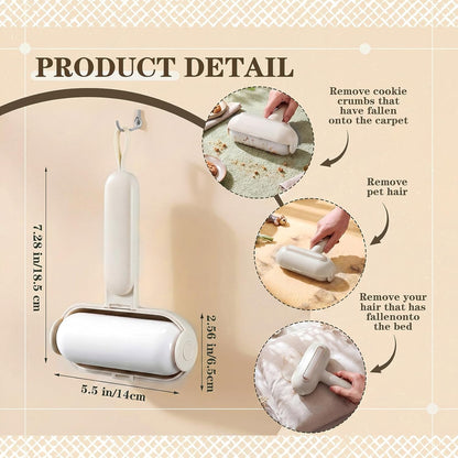 Sliner 2 Pack Reusable Lint Roller for Pet Hair New Silicone Washable Sticky Roller Portable Lint Remover Extra Sticky Cleaner Cat Dog Hair Remover for Pet Clothes Sofa (White)