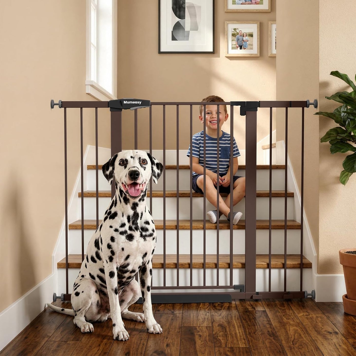 Mumeasy 36" High Extra Tall Dog Gate, 29.6"-40.5" Wide Pressure Mounted Tall Baby Gate for Dog, Auto Close Pet Gate with Door for Stairs,Doorways,House,Black
