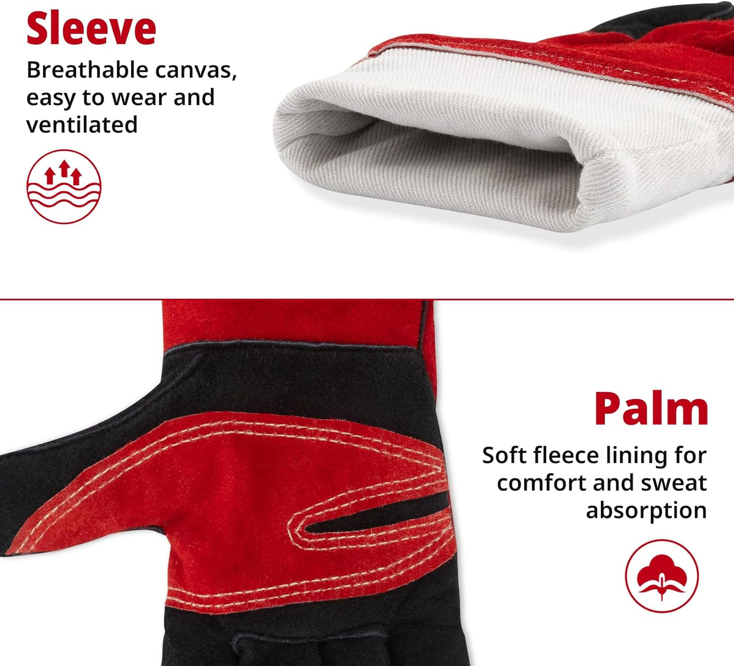 vclpower Animal Handling Gloves Size M Fit for Women & Small Hands Bite Proof Double Leather Reinforced Padding Dog,Cat Scratch,Bird Handling Falconry Gloves Grabbing Reptile Squirrel Snake Bite 16in