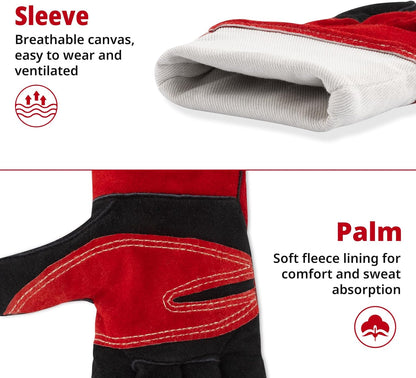vclpower Animal Handling Gloves Size M Fit for Women & Small Hands Bite Proof Double Leather Reinforced Padding Dog,Cat Scratch,Bird Handling Falconry Gloves Grabbing Reptile Squirrel Snake Bite 16in