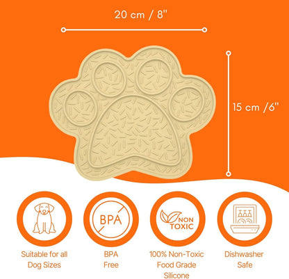 Lick Mat for Dogs, DOOGUES Slow Feeder Mat for Anxiety Relief, Non-Slip Suction Cups, Easy to Spread with Peanut Butter, Yoghurt, or Treats, Suitable for Small, Medium, and Large Dogs (Beige)