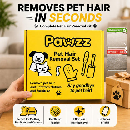 PAWZZ Shed Happens Pet Hair Removal Glove for Dogs & Cats, Great for Deshedding & Removing Fur from Couch, Carpet, Car Seats & Clothing, with Bonus Lint Roller