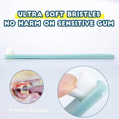 Dog Toothbrush Kit 2 Pack, Ultra Soft Pet Tooth Brush for Medium to Large Dogs & Cats, Animal Teeth Brushing Kit for Easy Dental Cleaning, 2 Pcs, Pink