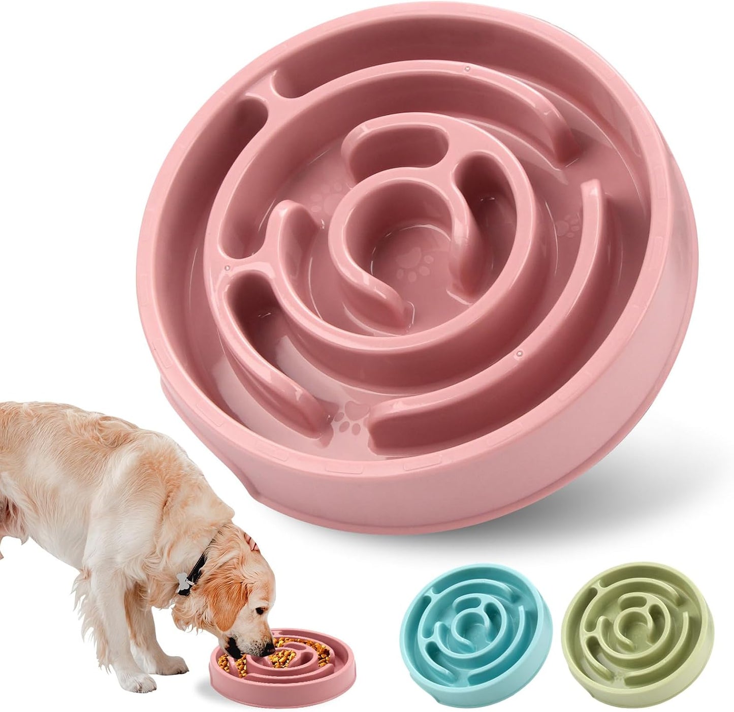 Ceramic Slow Feeder Dog Bowls with Anti-Slip, Slow Feeder & Non-Slip Design, Boredom and Anxiety Reducer, Suitable for All Breed Dogs and Cat (Ceramic-White)
