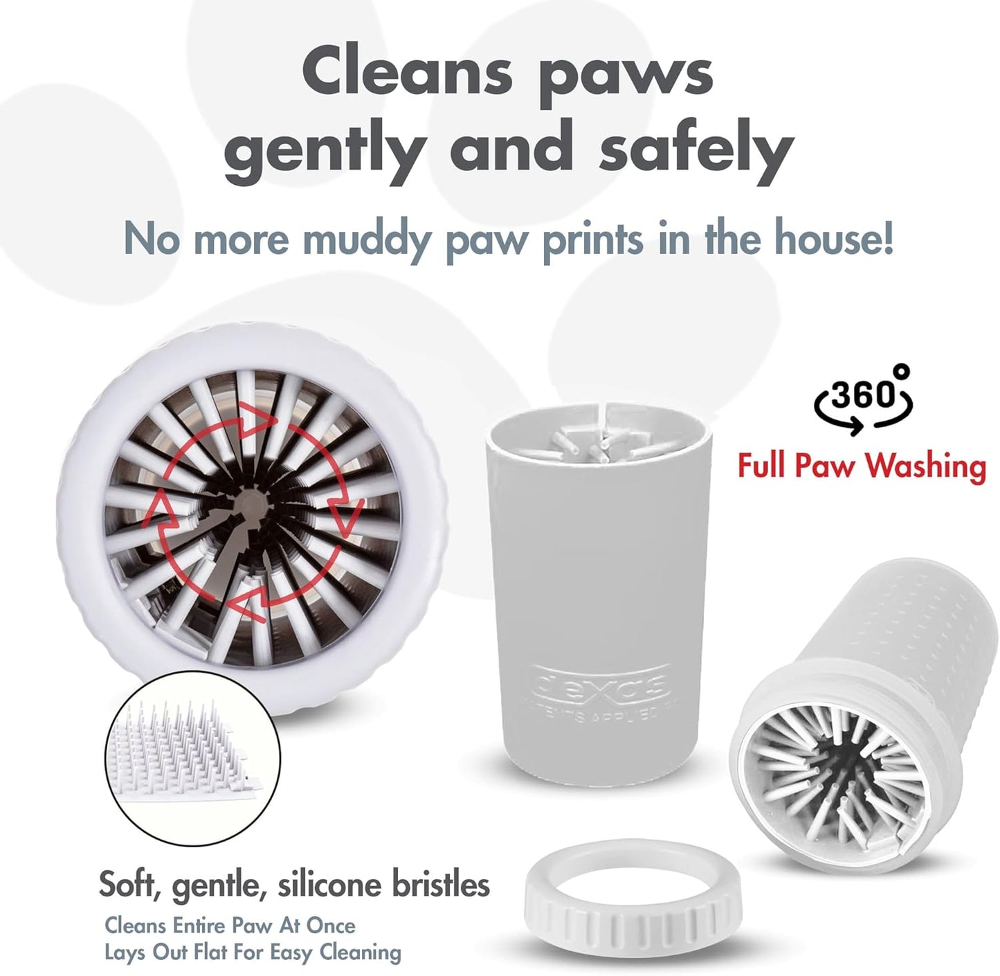Dexas MudBuster Medium Dog Paw Cleaner in Fuchsia - Fits 1.5"-2.5" Wide Paws, Portable Paw Washer for Muddy Paws, Dog Paw Cleaning Cup with Gentle Silicone Bristles, Quick Clean Pet Paw Washer