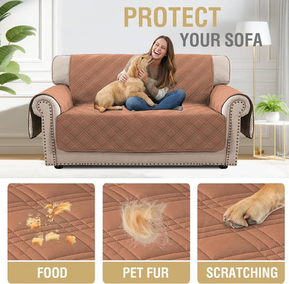 H.VERSAILTEX 100% Waterproof Slipcovers for Couches and Sofas Modern Pet Couch Cover Thick Soft Furniture Protector with Elastic Straps(Sofa, Lily Pad/Beige)