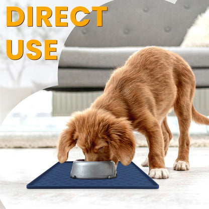 Ptlom Pet Placemat for Dog and Cat, Mat for Prevent Food and Water Overflow, Suitable for Small, Medium and Big Pet, 18" 12", Grey, Silicone