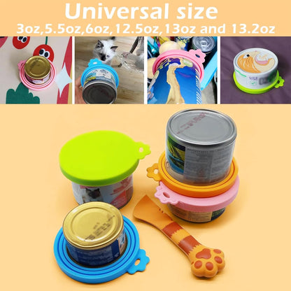 Food Can Lids, 4 Pcs Silicone Pet Food Can Covers for Dog & Cat Food, One Tin Cap Fit Most Standard Size Dog Cat Food Canned（Multicolor）…