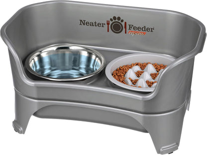 Neater Feeder Express Mess Proof Dog Bowls Elevated for Small Breeds under 15 Lb, Made in USA, No Spill Raised Dog Food Bowl Stand, Stainless Steel Food and Water Bowl Set, Feeding Station, Cappuccino