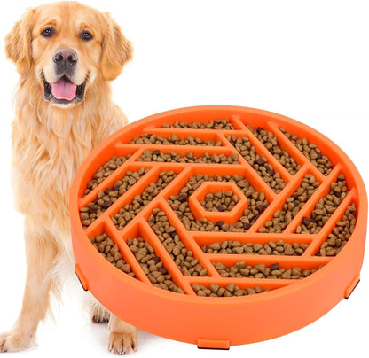 TOBYTO Slow Feeder Dog Bowls Large Medium Breed,Anti-Choking Slow Eating Dog Food Bowl,Non Slip Pet Slower Food Feeding Bowls Large Puzzle Slow Feeder Bloat Stop Maze Dog Dishes,Black