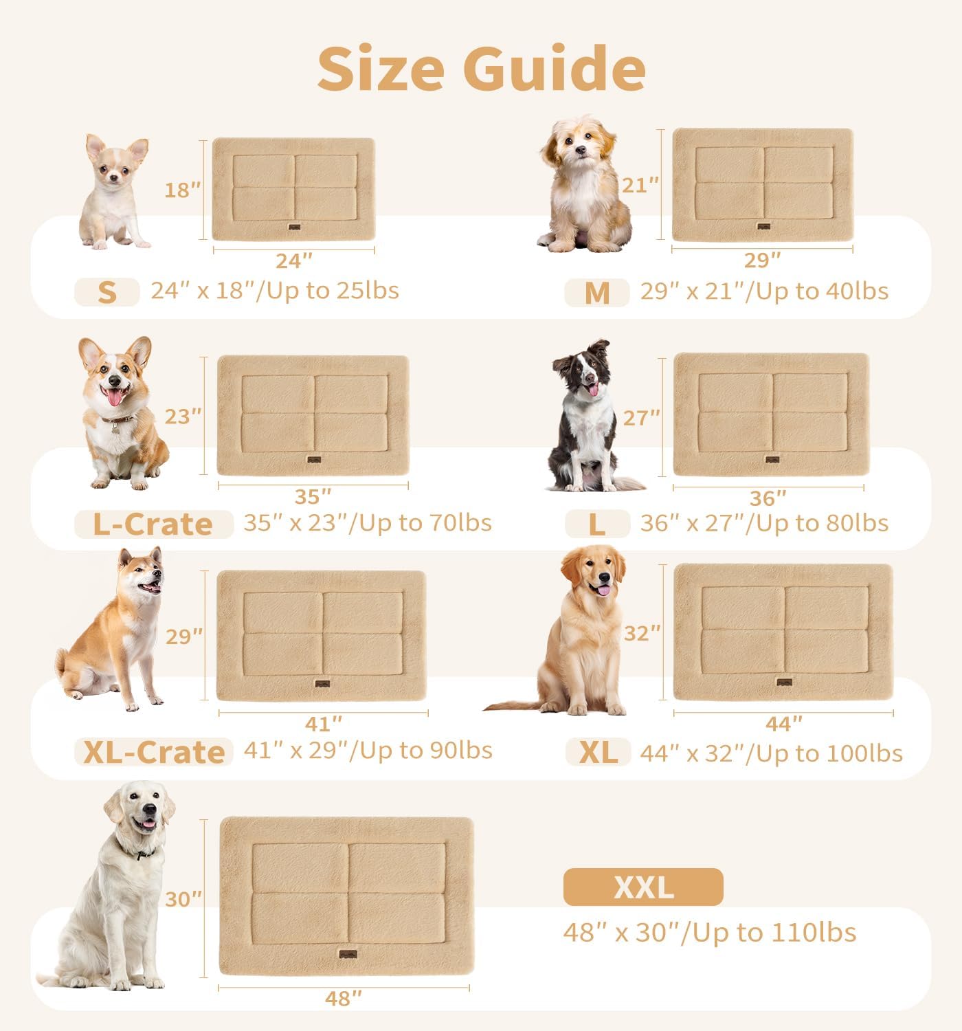Made4Pets Dog Crate Pad Bed for Medium Large Dogs, Washable & Reversible, Anti-Slip Kennel Mat for Cozy Sleeping, Soft Fluffy Dog Bed for Indoor & Outdoor Use, 35"x23", Gray