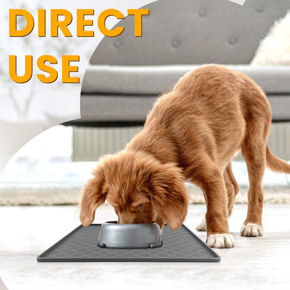 Ptlom Pet Placemat for Dog and Cat, Mat for Prevent Food and Water Overflow, Suitable for Small, Medium and Big Pet, 18" 12", Grey, Silicone