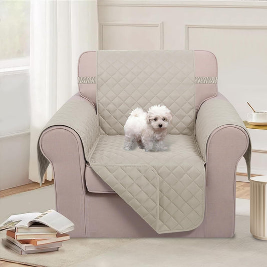 U-NICE HOME Reversible Sofa Cover Washable Couch Cover for Dogs Friendly with Elastic Straps Water Repellent Furniture Protector for 3 Cushion Couch (Sofa, Coffee/Beige) - Colors A