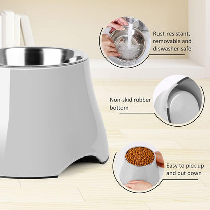Dog Bowls,Cone Friendly Non Slip Single Dog Bowl with Stainless Steel Inner, Raised Bowls for Small Dogs Spaniel Dogs Long Ear, High Capacity, M/2 Cup Pink