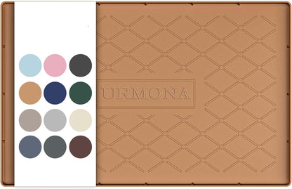 URMONA Under Sink Mat for Kitchen Waterproof, 34" x 22" Silicone Under Sink Mat for Shelf Liner Organizer, Cabinet Sink Protector Under Sink Liner for Bottom Kitchen, Bathroom(Light Grey)