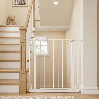 Extra Wide Baby Gate 85.8-90.5" Dog Gate Indoor Pressure Mounted No Drill Safety Gate for Large Entries, Kitchen,Stairs & Doorways, Black Metal Indoor Pet Gate for Kids & Dogs