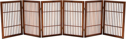 Urnporium Freestanding Wooden Dog Gate for Doorways – Foldable Acacia Wood Pet Gate, No Drill Portable Indoor/Outdoor Puppy Fence Barrier (White Pet Gate, 3 Panel 24" Tall)