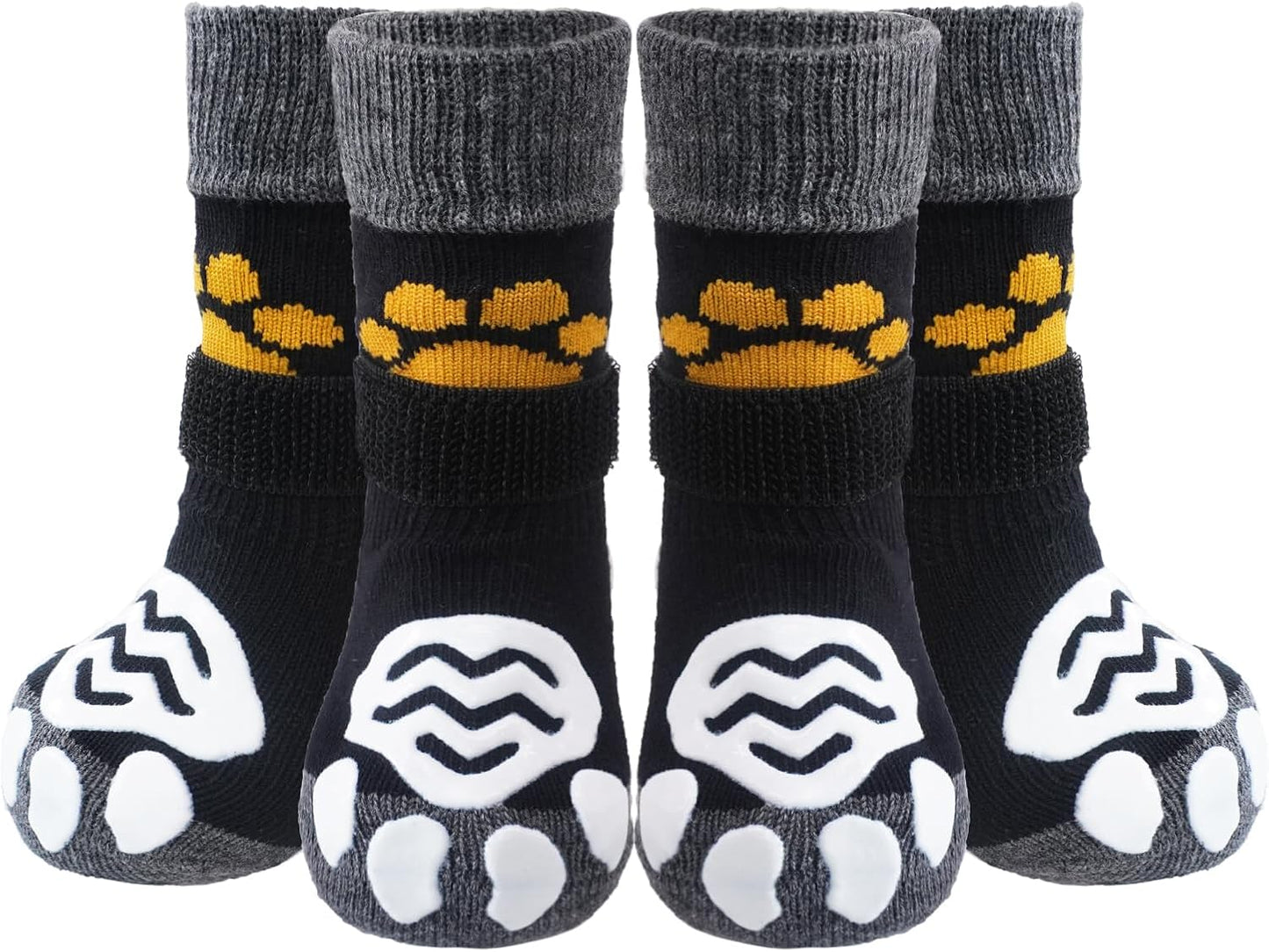 PUPTECK Anti Slip Dog Socks with Double Grippers for Hardwood Floors, Shoes for Hot/Cold Pavement, Boots & Paws Protectors to Prevent Licking, Traction Booties for Senior Small Large Dogs