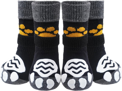 PUPTECK Anti Slip Dog Socks with Double Grippers for Hardwood Floors, Shoes for Hot/Cold Pavement, Boots & Paws Protectors to Prevent Licking, Traction Booties for Senior Small Large Dogs