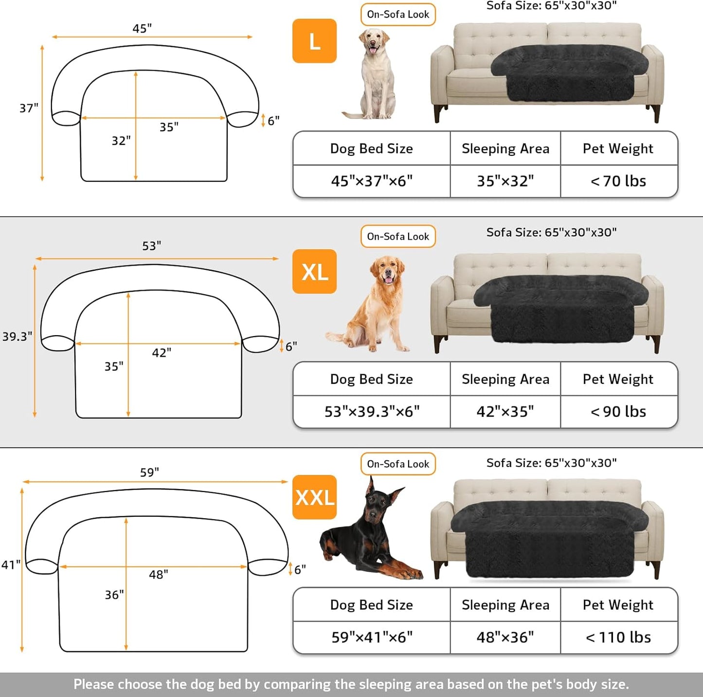 Calming Dog Bed Fluffy Plush Dog Mat for Furniture Protector with Removable Washable Cover for Large Medium Small Dogs and Cats (Large, Light Grey)