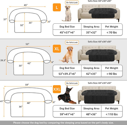Calming Dog Bed Fluffy Plush Dog Mat for Furniture Protector with Removable Washable Cover for Large Medium Small Dogs and Cats (Large, Light Grey)